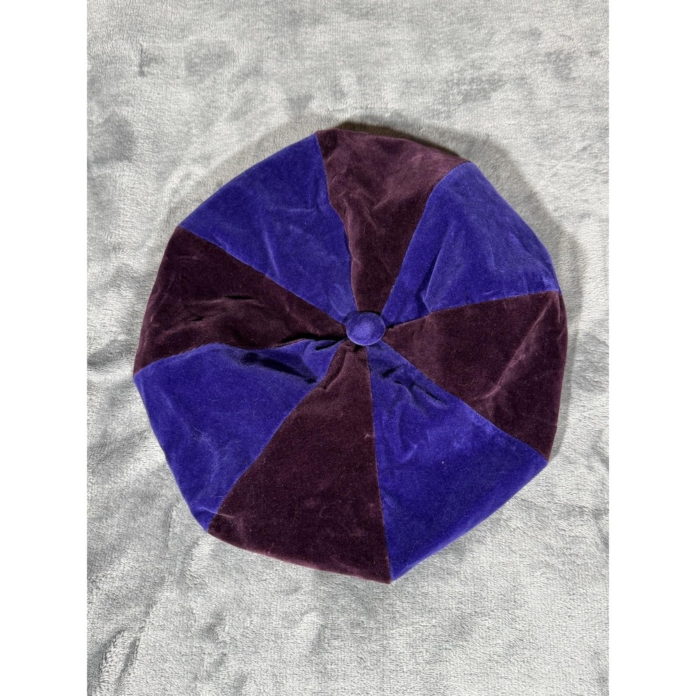 PATS HATS Hat Beret Unisex One Size Purple Velvet Colorblock Lined Renaissance